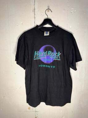 Vintage 1989 Hard Rock Cafe Toronto T-Shirt Tultex Tag Black Medium